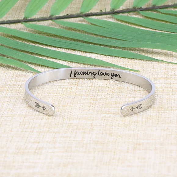 🎁NWT! Joycuff I Fu**ing Love You Stainless Steel Hidden Message Bracelet - Picture 2 of 11